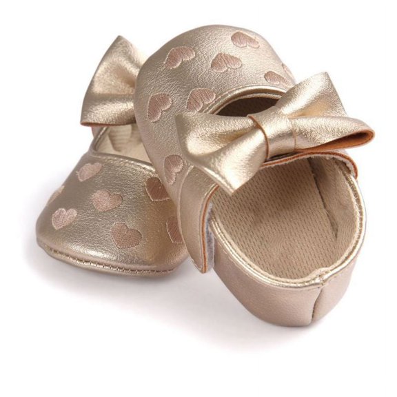Infant Baby Girls Soft Sole Bowknot Princess Wedding Dress Mary Jane Flats Prewalker Newborn Light Baby Sneaker Shoes