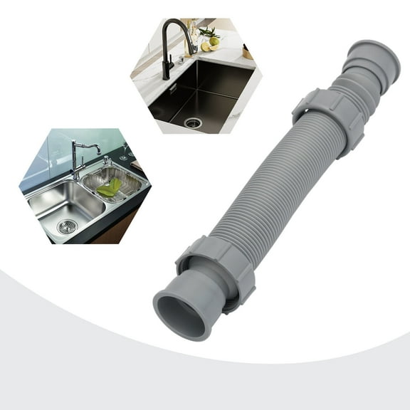 Flexible Sink Drain Pipe 11-29in PP Anti-Leak Adjustable for Kitchen Bath