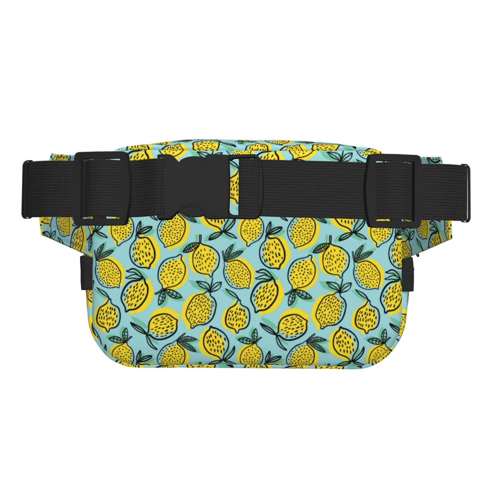 Fuzoiu Lemon Print Unisex Square Double Layer Waist Bag,Crossbody Fanny Pack Travel Workout Accessory