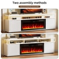 thumbnail image 4 of HARIPUL 70" Fireplace TV Stand for TVs Up to 80" with 36" Electric Fireplace, LED Light Entertainment Center, Dual-Layer Media Console Table with Storage Cabinet, Living Room TV Console, White, 4 of 7