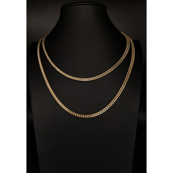 10K Real Semi Solid Gold Franco Chain Necklace, 16"-26" inch, 4mm Real 10K Yellow Gold Franco Chain,10k Gold Chain,Franco Chain (Width:4mm; Necklace length:18;)