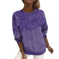 thumbnail image 2 of Dyfzdhu Sparkly Sequin Sweatshirts for Women Plus Size Pullover Trendy Casual Long Sleeve Printed Loose Crewneck Sweatshirts Purple, 2 of 3