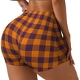 thumbnail image 2 of Kdxio Fall Buffalo Plaid Print Workout Shorts for Women Seamless Soft Smooth Gym Yoga Scrunch Active Shorts, 2 of 9