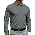 thumbnail image 2 of Fabrcox S-4XL Long Sleeve Polo Shirts for Men with Pockets Collared Work Shirt for Men Office Casual Plain Classic Fit Workout Golf Shirt Men Gray XXXL, 2 of 8