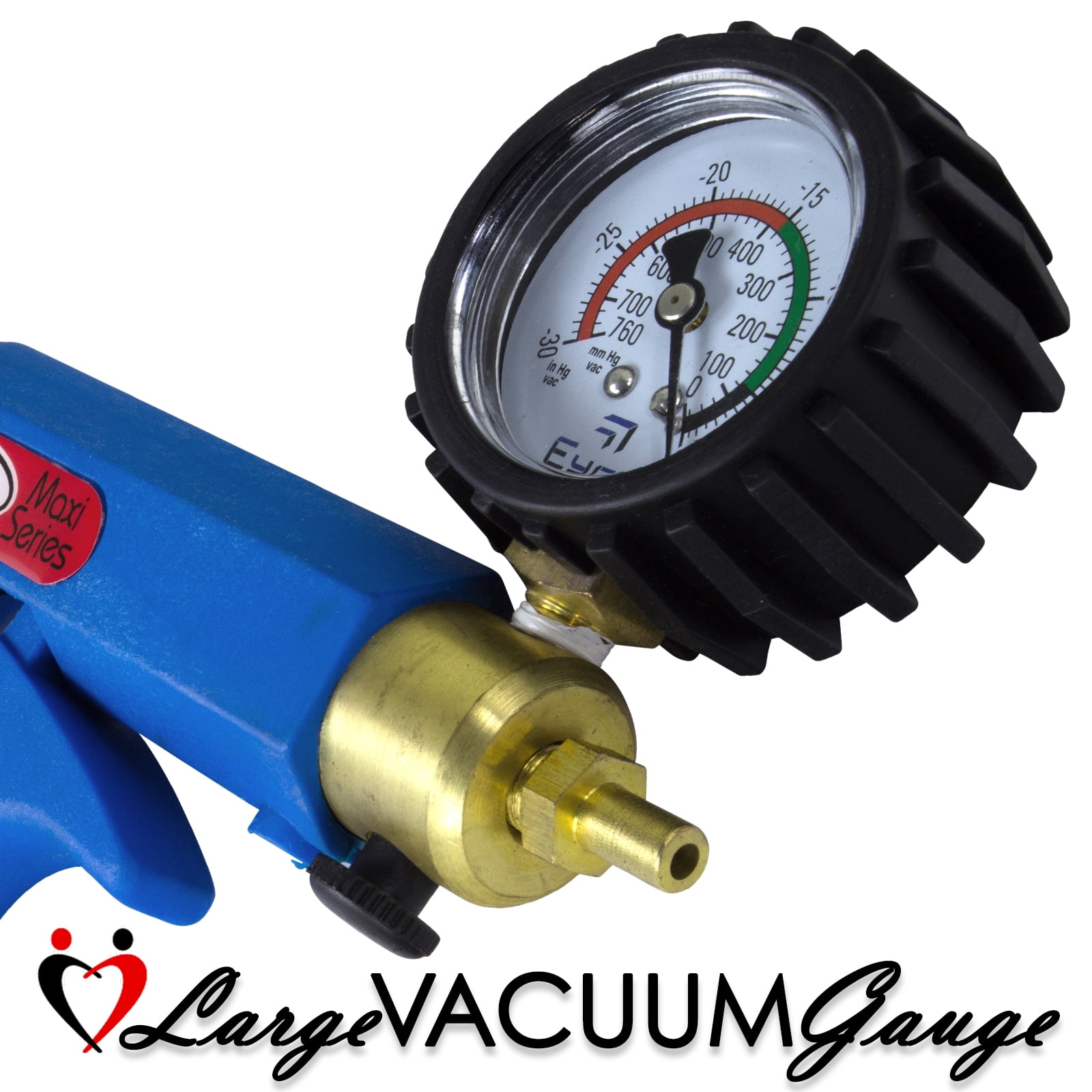 LeLuv Vacuum Pump Black Maxi Ergonomic Handle with Protected Gauge with Release Valve with Matching Premium Silicone Hose