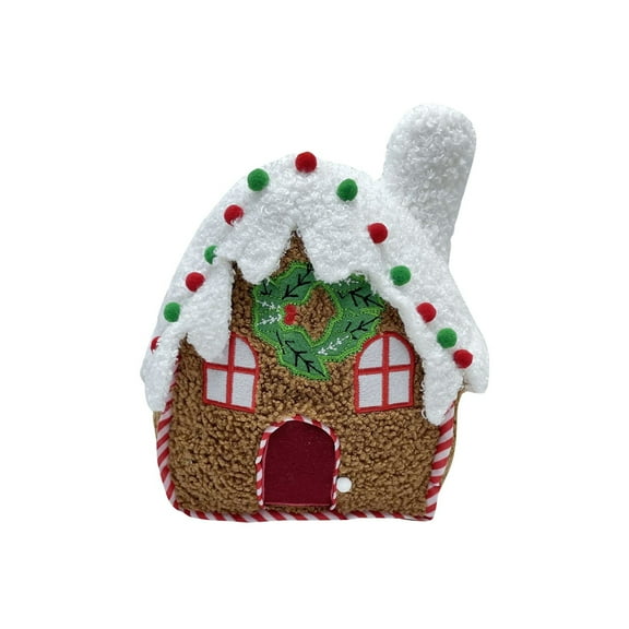 Gingerbread House Merry Christmas Plushies, 9.8Inch Soft Gingerbread House Stuffer Animals Plush Throw Pillow, for Christmas Decorations & Gifts