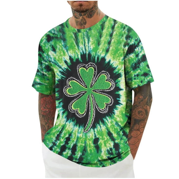Goodtrade8 St.Patrick'S Day Shirts for Mens Shamrock Large Printed Crew Neck Holiday Short Sleeve Casual Graphic T-Shirt