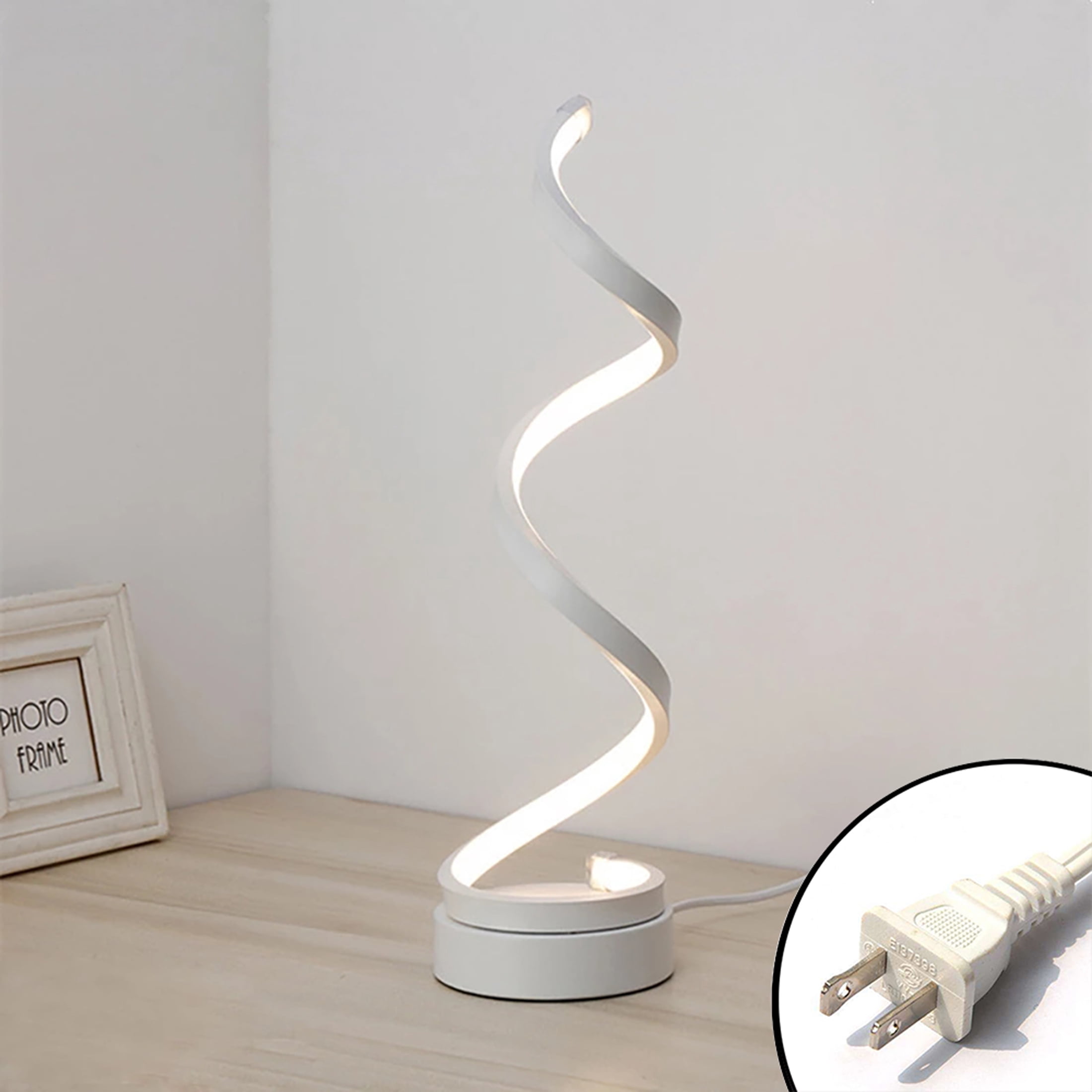 ELINKUME Modern Table Lamp, Spiral LED Light Suitable for Bedrooms and Living Rooms Dimensions: 16cm (L) x 13cm (W) x 33cm (H)