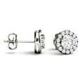 thumbnail image 2 of Charles & Colvard 14K White Gold Moissanite 5mm Round Halo Stud Earrings 1.28cttw DEW, 2 of 6