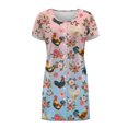 thumbnail image 4 of FKELYI Summer Nightgowns Women's Sleepwear Dress Button Down Pajama Dress Retro Floral Rooster Print Soft Comfy Crew Neck Sleep Dress Skin-Friendly House Dress for Lounging, XL, 4 of 6