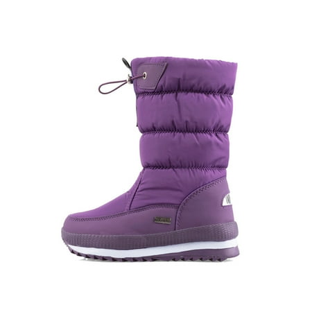 

Gomelly Kids Winter Boots Plush Lined Snow Boot Zip Up Warm Booties Non-Slip Shoes Outdoor Cold Weather Casual Bootie Purple 6.5Y