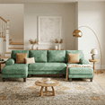thumbnail image 2 of 112" U-Shaped Chenille Sectional Sofa with Double Chaise Loungers - Sectional Couches Modular Design for Living Rooms and Apartments - Green, 2 of 7