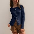 thumbnail image 6 of GEWSEY Womens Long Sleeve Tops Fall Lightweight Cardigan Cropped Going Out Shirts Ribbed Button Down Cute Trendy 2025 (Navy, L), 6 of 6