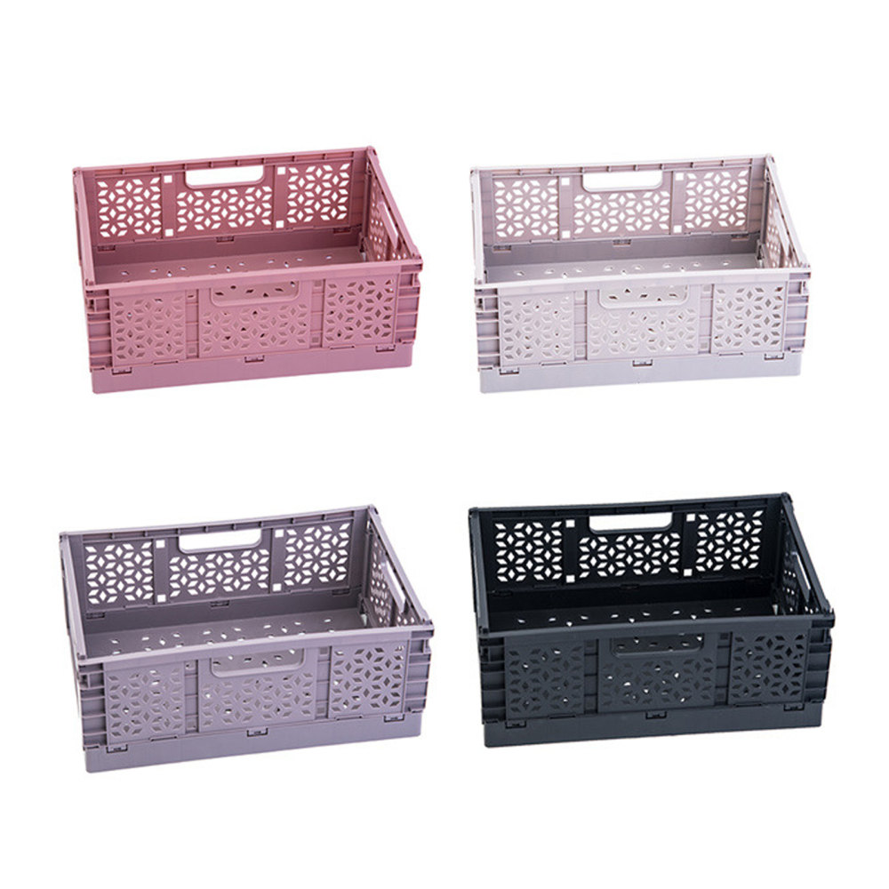 Plastic Crates Desk Organizers Collapsible Stacking Folding Baskets for