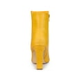 thumbnail image 2 of BLISSFUL STEP Women's Ankle Boots Printed Chunky Heel Side Zipper Crocodile Pointed Toe Booties Yellow 9, 2 of 7
