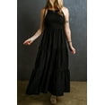 thumbnail image 2 of Women's Black Spaghetti Straps Smocked Pleated Maxi Dress, 2 of 7