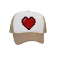 thumbnail image 1 of Men's 80's Retro Large 8 Bit Pixelated Heart Gamer Trucker Hat, White/Beige, 1 of 2