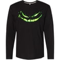 thumbnail image 3 of Inktastic Sinister Grinning Pumpkin Face in Lime Green Glow Long Sleeve T-Shirt, 3 of 5