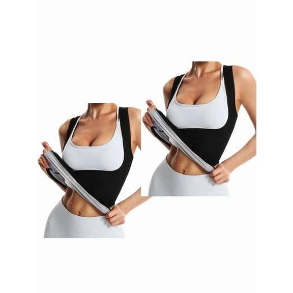 2 Pack Sauna Vest for Women - Sweat Vest for Women Fitness Body Shaper,Slimming Sauna Shirt for Workouts