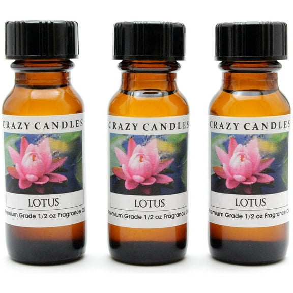 Crazy Candles Lotus 3 Bottles 1/2 FL Oz Each (15ml) Premium Grade Scented Fragrance Oil Made in USA