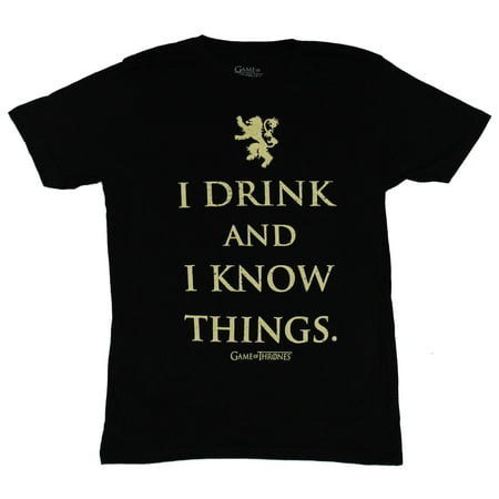 Game of Thrones Mens T-Shirt - I Drink And I Know Things Lannister Crest