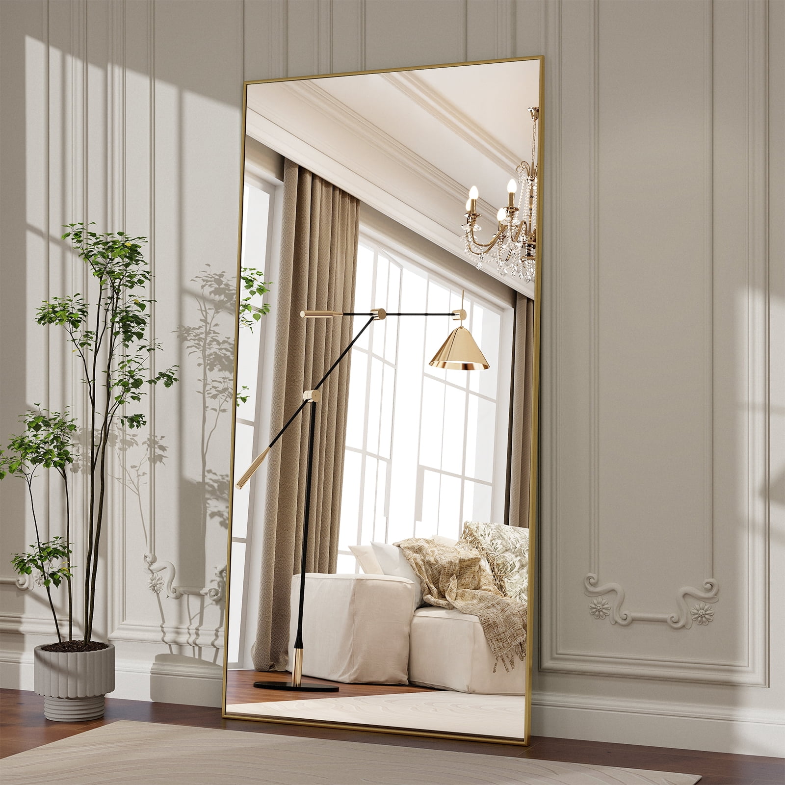 BEAUTYPEAK 76"x34" Full Length Mirror Rectangle Floor Mirrors for Standing Leaning or Hanging, Black