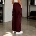 thumbnail image 4 of Maqroz Womens Cargo Pants Baggy Y2K Parachute Sweats Wide Leg High Waisted Outdoor Trousers Streetwear Bottoms for Hiking with Adjustable Cuffs, 4 of 6