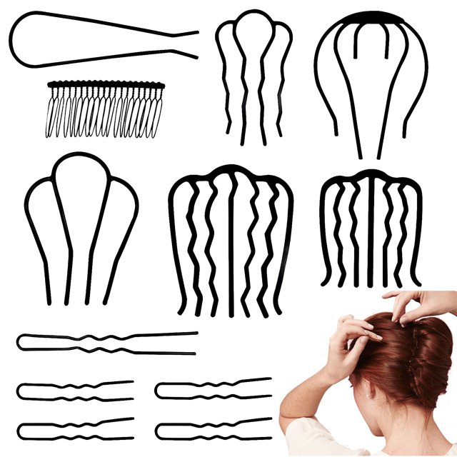 12 accesorios para el cabello para moño updo francés – peines de metal para mujeres y niñas, regalos de estilo para fiestas, bodas, uso diario