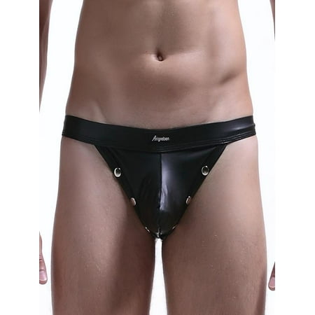 - Mosunx Mens Faux Leather Metallic Underwear Briefs Thong Underpants G-String