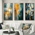 thumbnail image 1 of Designart "Comfort in Glory Blue Abstract Expressionism III" Abstract Painting Framed Wall Art Set Of 3 - Blue Modern Frame Canvas Set For Living Room Decor, 1 of 6