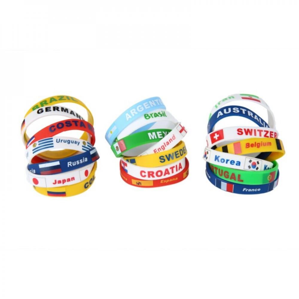 9 Types Soccer Fans Bracelet,Silicone Wristband Football Bracelet,Bangle Nation Flags Pattern,Unisex Design,for National Football Supporters Fans,Fashion Sport Wrist Strap Souvenir Gift