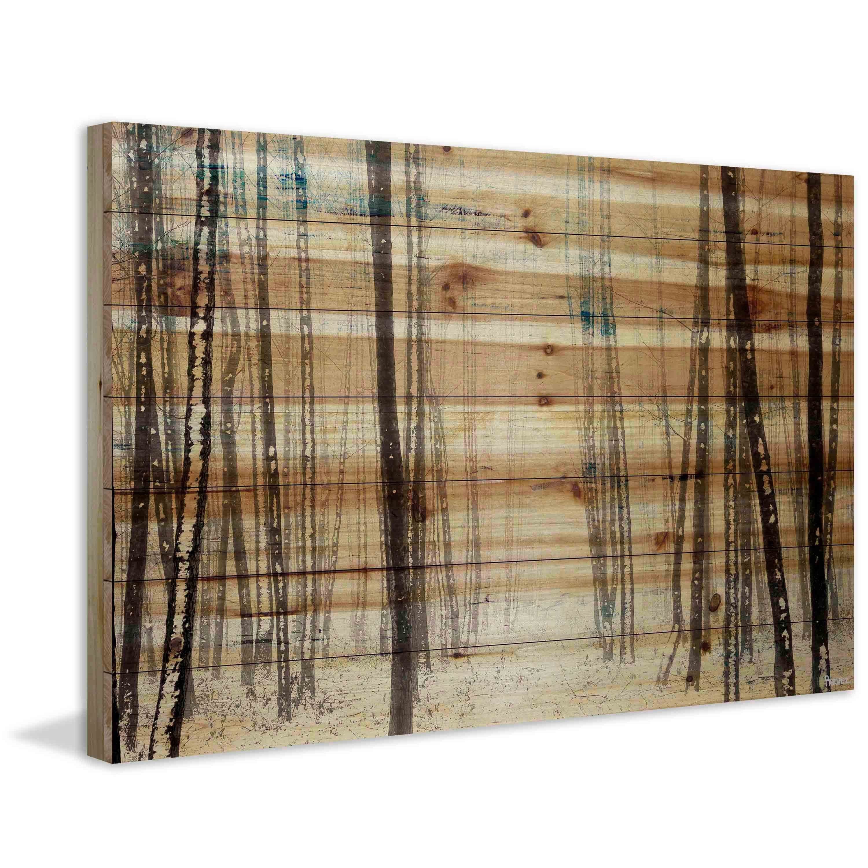 "Thin Trees" Painting Print on Natural Pine Wood