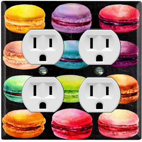 Metal Light Switch Plate Cover Colorful Macarons French Desserts CAK018