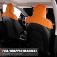 thumbnail image 4 of Ikon Motorsports Seat Cover Cushions Compatible With 2017-2023 Tesla Model 3, V2 Style Orange Suede Leather 1st 2nd Row 5-Seat Seat Cover Cushion Protectors, 4 of 9