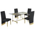 thumbnail image 1 of 5pc. 68" x 40" Glass Dining Set with 4 Chairs and Gold Stainless Steel, 1 of 4