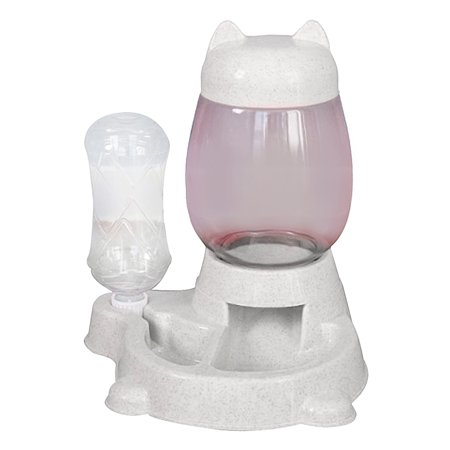 Pet Water Drinker Dispenser Gravity Automatic Dog Cat Feeder Waterer Bowl Bottle Gray