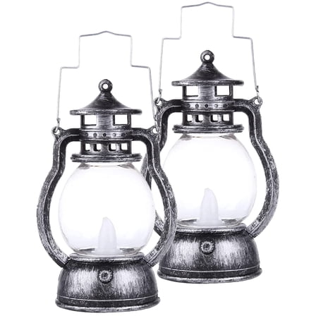 Masteelf  2 Pcs Silver Old Fashioned Handheld Lamp Portable Lantern