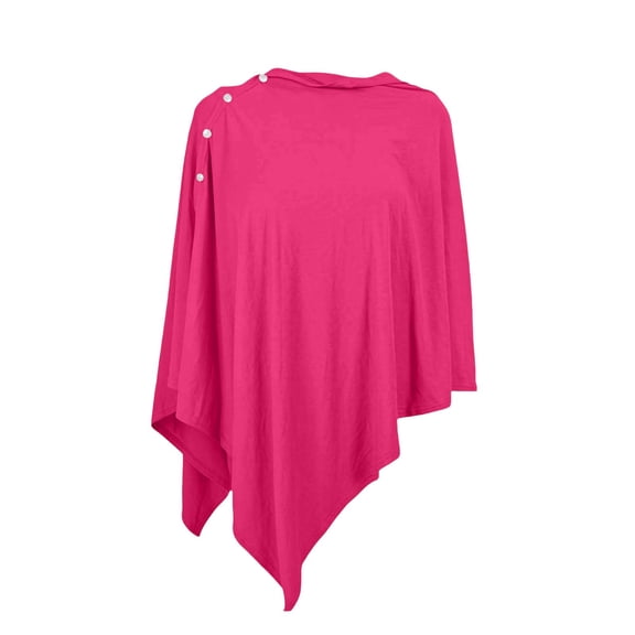 WAGUTH Women's Maternity Nursing Poncho Button Down Casual Soft Breathable Breastfeeding Cover Ups for Pregnancy & Postpartum,Hot Pink,Free Size
