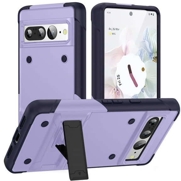 Google Pixel 7 Pro Case, Military Grade Drop Protection Shockproof Anti-Scratch Kickstand Heavy Duty Rugged Hybrid Phone Case Cover  Google Pixel 7 Pro 5G 2022 6.7 inch, Lightpurple