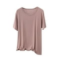 thumbnail image 1 of BLVB T-Shirts de Sommeil pour Femmes en Modal, Hauts de Pyjama Confortables et Amples, Col Rond, Couleur Unie, Manches Courtes, T-Shirts de Détente, 1 of 6