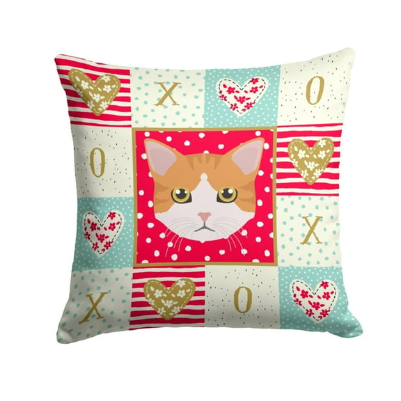 Carolines Treasures CK5116PW1414 European Shorthair Cat Love Fabric Decorative Pillow  14Hx14W multicolor