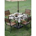 thumbnail image 4 of Outdoor Tablecloth with Umbrella Hole for Patio/Picnic/Party/Camping, Brown Geometric Waterproof Table Cloth Square Cover Washable, Black Grey Abstract Striped Modern Art (54"x 54"), 4 of 8