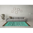 thumbnail image 3 of Ahgly Company Indoor Round Abstract Turquoise Blue Contemporary Area Rugs, 5' Round, 3 of 4