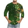 thumbnail image 1 of Camisetas de Navidad para Hombres Impresas Cuello Redondo 3/4 Manga Casual Blusa de Mezcla de Lino, 1 of 4