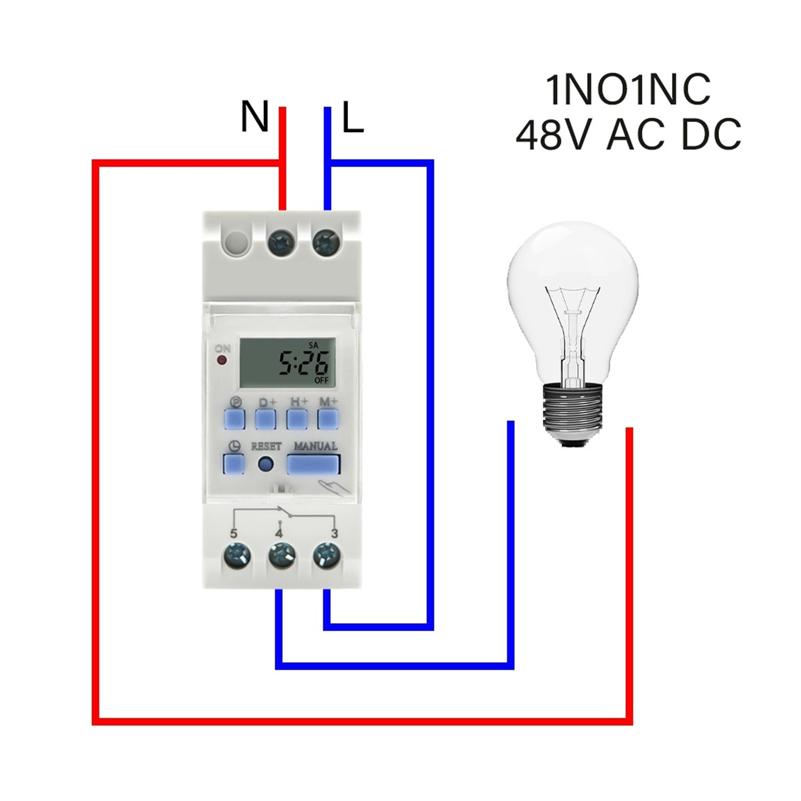 EJYWPSWD Ac Dc12v 24v 48v 110v 220v 1no1nc 1no 15a 30a Thc Din Rail Weekly 7 Days Programmable Digital Time Switch Relay Timer Controller