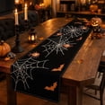 thumbnail image 6 of Voglyf Spooky Ghost Pumpkin Halloween Table Runner, 13脳72 Inch Farmhouse Linen Table Decor With Bat Spider Web Haunted Castle Pattern For Halloween Party Dining Table Centerpiece(#D), 6 of 6