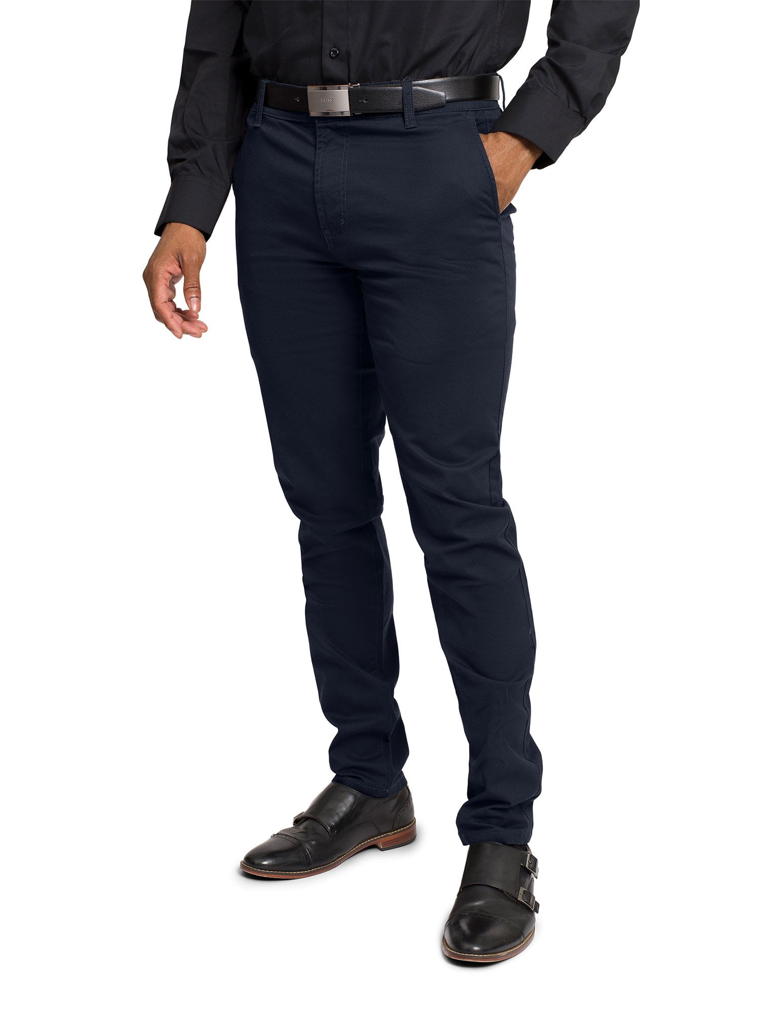 Men Slim Fit Stretch Chino Trousers Casual Formal Business Straight Leg Pants 