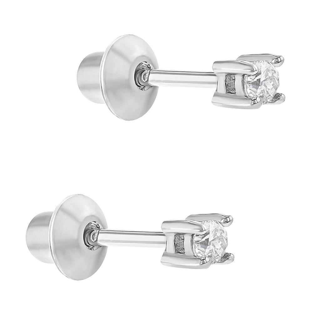 Argent sterling 925/ CZ Petit Rond Boucles doreilles /à vis pour les tout-petits 3/ mm