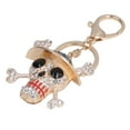 thumbnail image 2 of Skull Keychain Unique Design Rhinestone Inlaid Zinc Alloy Durable Wear Resistant Wide Application Backpack KeychainGold, 2 of 14