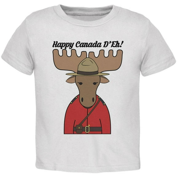 Happy Canada Day Moose Canadian Toddler T Shirt White 2T